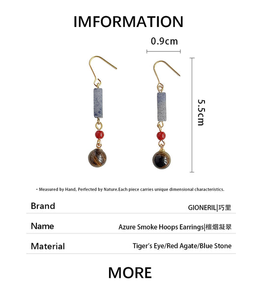 Azure Smoke Hoops Earrings|檀烟凝翠耳环
